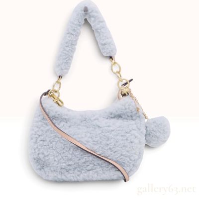 Sale Photo Thumbnail #29: Samantha Thavasa Light Blue Faux Fur Crescent Shoulder Bag