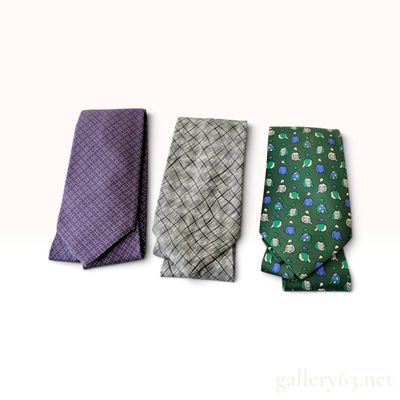 Sale Photo Thumbnail #200: A Trio of Hermes Patterned Silk Neckties