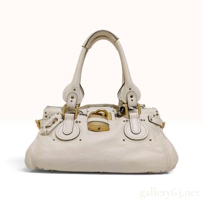 Sale Photo Thumbnail #339: Chloe Paddington Cream Grained Calfskin Leather Satchel