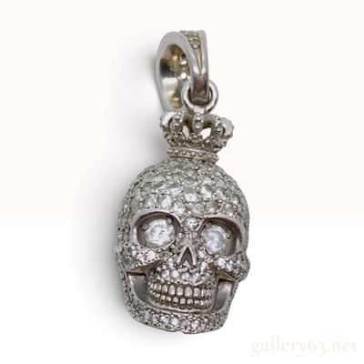 Sale Photo Thumbnail #107: Justin Davis Sterling Silver and Gemstone Crowned Skull Pendant