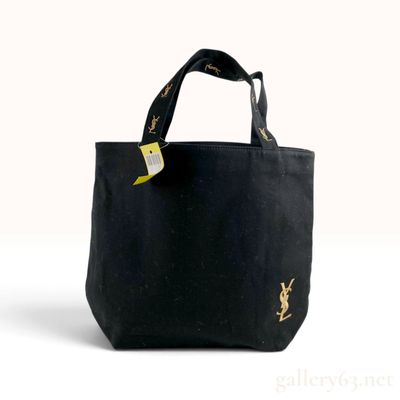 Sale Photo Thumbnail #134: Yves Saint Laurent Black Canvas Tote Bag with Pink Lining