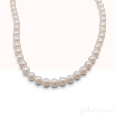 Sale Photo Thumbnail #319: Silver and Cultured Pearl Hand-Knotted Single Strand Necklace