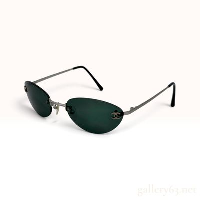 Sale Photo Thumbnail #309: Vintage Chanel Rimless Oval CC Logo Sunglasses