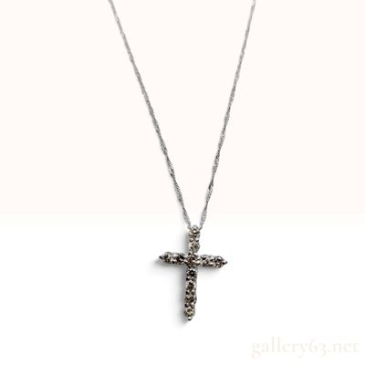 Sale Photo Thumbnail #147: 0.53ctw Natural Diamond Platinum Pt900 and Pt850 Cross Pendant Necklace