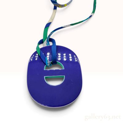Sale Photo Thumbnail #207: Hermes Petit H Reversible Lacquered Horn and Silk Pendant Necklace