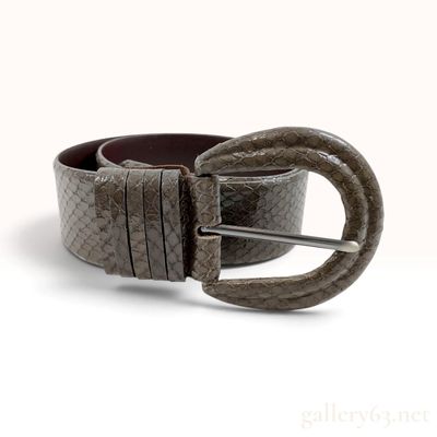 Sale Photo Thumbnail #495: Max Mara Gray Snakeskin and Leather Waist Belt Size S