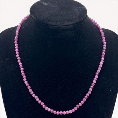 Sale Photo Thumbnail #125: A Beaded Ruby and Gold Plated 925 Sterling Silver Necklace