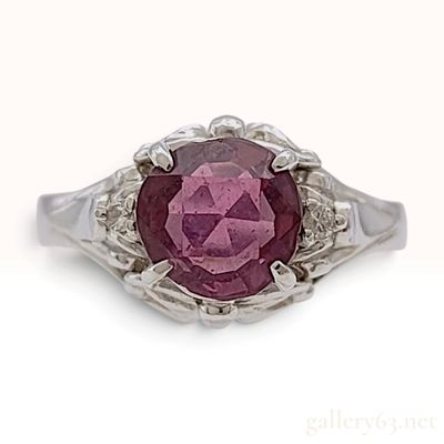 Sale Photo Thumbnail #409: Jewelry Jako Pt900 Platinum 1.63 Carat Garnet and Diamond Ring