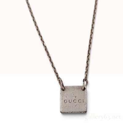 Sale Photo Thumbnail #232: Gucci Trademark Square Tag Sterling Silver Pendant Necklace