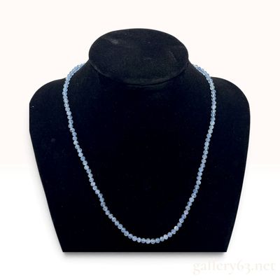 Sale Photo Thumbnail #411: Aquamarine and 925 Sterling Silver Faceted Bead Necklace