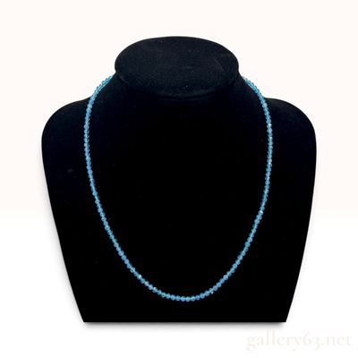 Sale Photo Thumbnail #483: Neon Blue Apatite and Gold Plated Sterling Silver Beaded Necklace