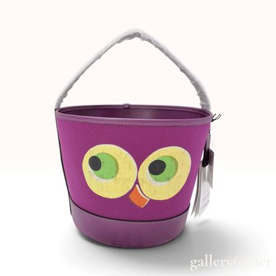 Sale Photo Thumbnail #520: NWT Coach Halloween Night Owl Purple Canvas and Leather Trick-or-Treat Bucket Bag