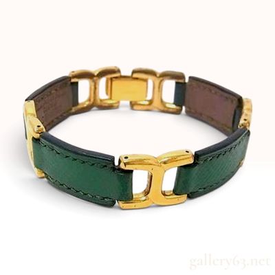 Sale Photo Thumbnail #163: Hermes Chaine d'Ancre Green Epsom Leather Link Bracelet