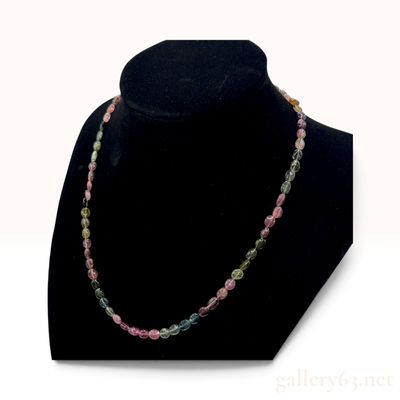 Sale Photo Thumbnail #388: Multi-Color Tourmaline and 925 Vermeil Sterling Silver Beaded Necklace