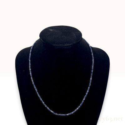 Sale Photo Thumbnail #324: A Natural Blue Sapphire Faceted Rondelle Bead Necklace with 925 Vermeil Clasp