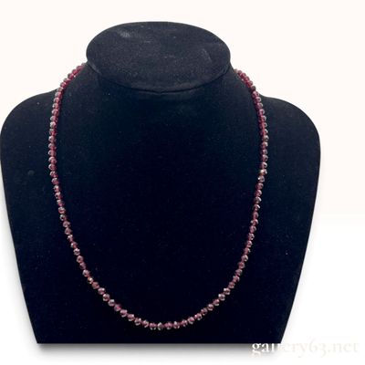 Sale Photo Thumbnail #92: Gold Plated Sterling Silver and Faceted Garnet Bead Necklace