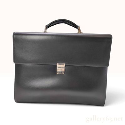 Sale Photo Thumbnail #172: Montblanc Black Smooth Grain Leather Single Gusset Briefcase