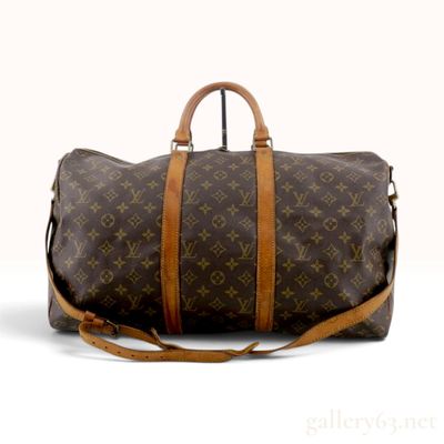 Sale Photo Thumbnail #521: Louis Vuitton Monogram Keepall Bandouliere 55 Brown Coated Canvas Duffle Bag
