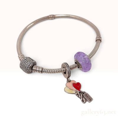 Sale Photo Thumbnail #298: Pandora Sterling Silver Happy Birthday Balloon Charm Bracelet