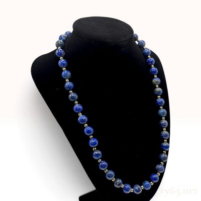 Sale Photo Thumbnail #331: Lapis Lazuli and Sterling Silver-Gilt Bead Necklace