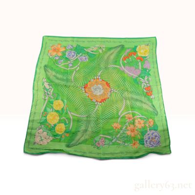 Sale Photo Thumbnail #98: Hermes Fleurs de L Opera Green Silk Carre 90