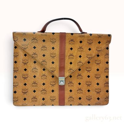 Sale Photo Thumbnail #383: Vintage MCM Visetos Cognac Coated Canvas Document Briefcase