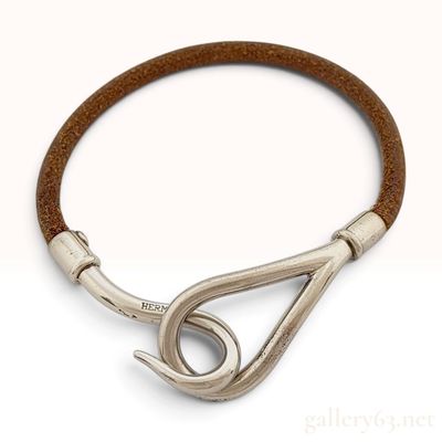 Sale Photo Thumbnail #452: Vintage Hermes Jumbo Hook Brown Leather Bracelet