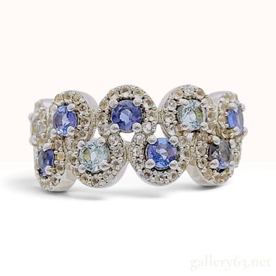 Sale Photo Thumbnail #342: Biju Mam Poco Sterling Silver Tanzanite and Aquamarine Bypass Cocktail Ring