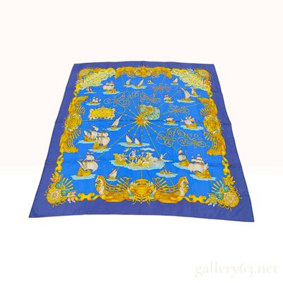 Sale Photo Thumbnail #323: Hermes Mare de Jonio Blue Silk Scarf 90