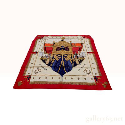 Sale Photo Thumbnail #523: Hermes La Reale Vue du Carrosse de la Galere Red Silk Scarf 90