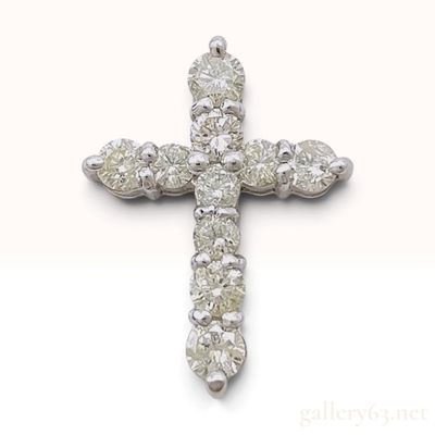 Sale Photo Thumbnail #367: Platinum and 1.00ctw Round Brilliant Cut Diamond Cross Pendant
