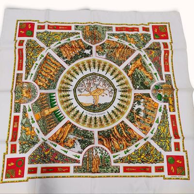 Sale Photo Thumbnail #416: Hermes Le Songe de Poliphile White Multicolor Silk Carre 90 Scarf