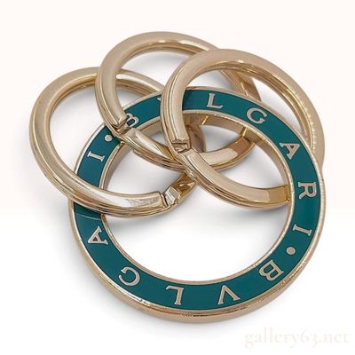 Sale Photo Thumbnail #26: Bvlgari Bvlgari Teal Enamel Gold-Tone Interlocking Keyring