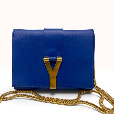 Sale Photo Thumbnail #202: Saint Laurent Small Classic Y Satchel Cobalt Blue Leather Crossbody Bag