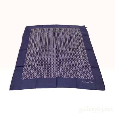 Sale Photo Thumbnail #114: Vintage Christian Dior Monogram Navy Blue Silk Scarf
