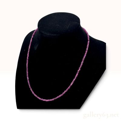 Sale Photo Thumbnail #85: Natural Ruby Faceted Bead and Gold Toned 925 Sterling Silver Necklace