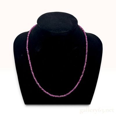 Sale Photo Thumbnail #530: A Ruby and Gold Over Sterling Silver Faceted Bead Necklace
