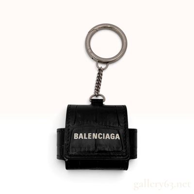 Sale Photo Thumbnail #264: Balenciaga Cash EarPods Pro Holder Black Crocodile Embossed Leather