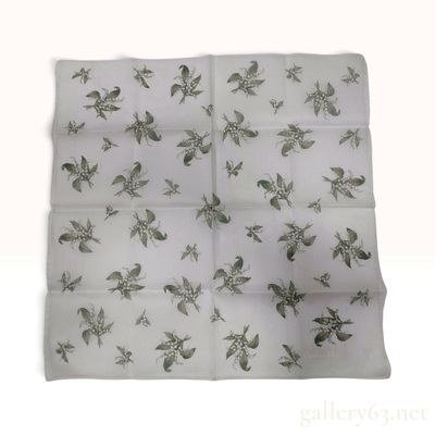 Sale Photo Thumbnail #529: Vintage Christian Dior Lily of the Valley White Cotton Scarf