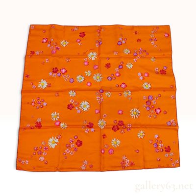Sale Photo Thumbnail #379: Hermes Flower Power Orange Silk Carre 90 with Box