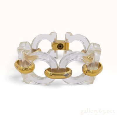 Sale Photo Thumbnail #480: Salvatore Ferragamo Clear Acrylic Gancini Link Bracelet