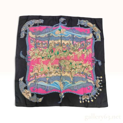 Sale Photo Thumbnail #513: Vintage Hermes Tournez Manege Silk Carre 90