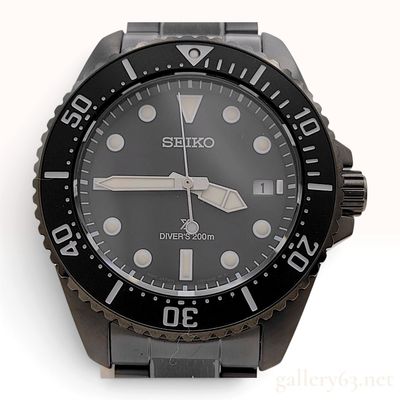 Sale Photo Thumbnail #499: NWT Seiko Prospex Diver Scuba SBDJ065 Black Coated Stainless Steel Solar Wristwatch 41mm With Box and Papers