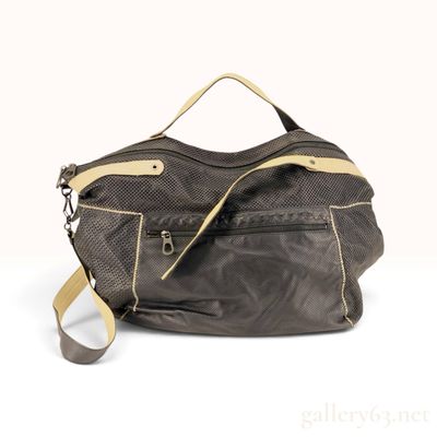 Sale Photo Thumbnail #227: Bottega Veneta Perforated Leather and Canvas Hobo Bag