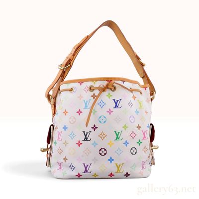 Sale Photo Thumbnail #310: Louis Vuitton Monogram Multicolor Petit Noe White Coated Canvas Bucket Bag