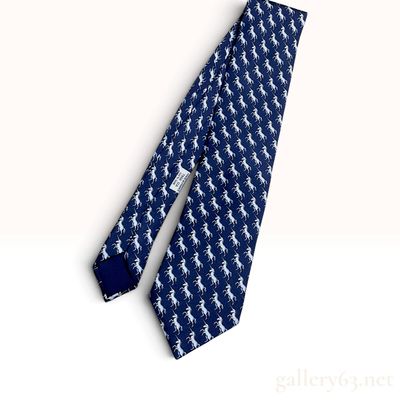 Sale Photo Thumbnail #533: Hermes Unicorn Navy Blue Silk Tie