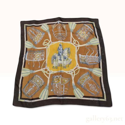 Sale Photo Thumbnail #328: Hermes Les Muserolles Brown Silk Carre 90