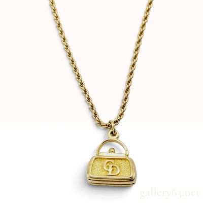 Sale Photo Thumbnail #259: Vintage Christian Dior Gold Toned Handbag Pendant Necklace
