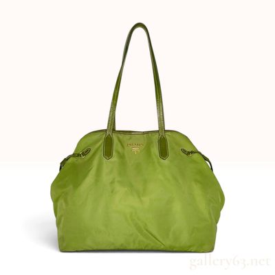 Sale Photo Thumbnail #189: Prada Green Tessuto Nylon and Patent Leather Tote