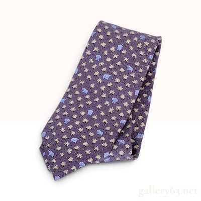 Sale Photo Thumbnail #395: Hermes Elephant and Palm Tree Silk Tie